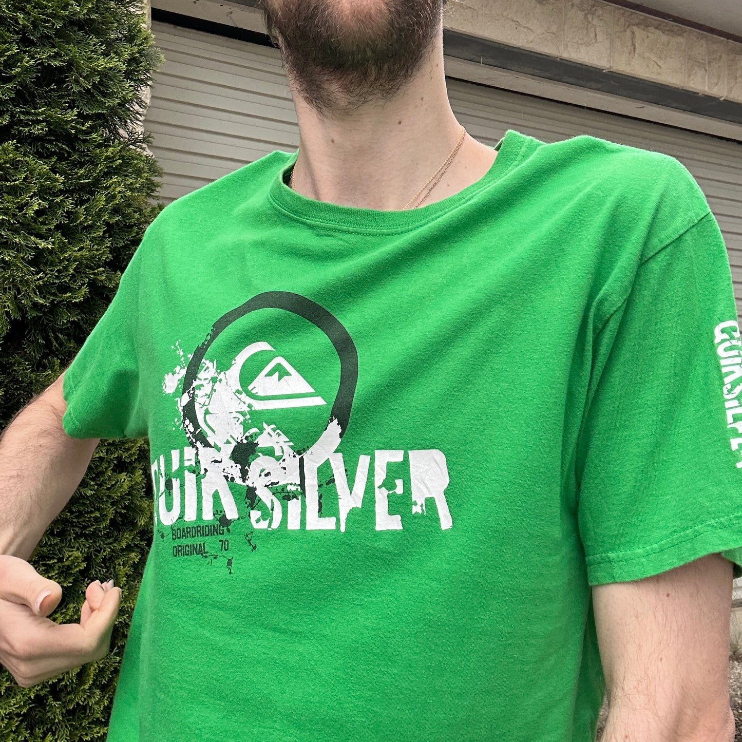 Vintage Quiksilver Green Graphic Tee - M