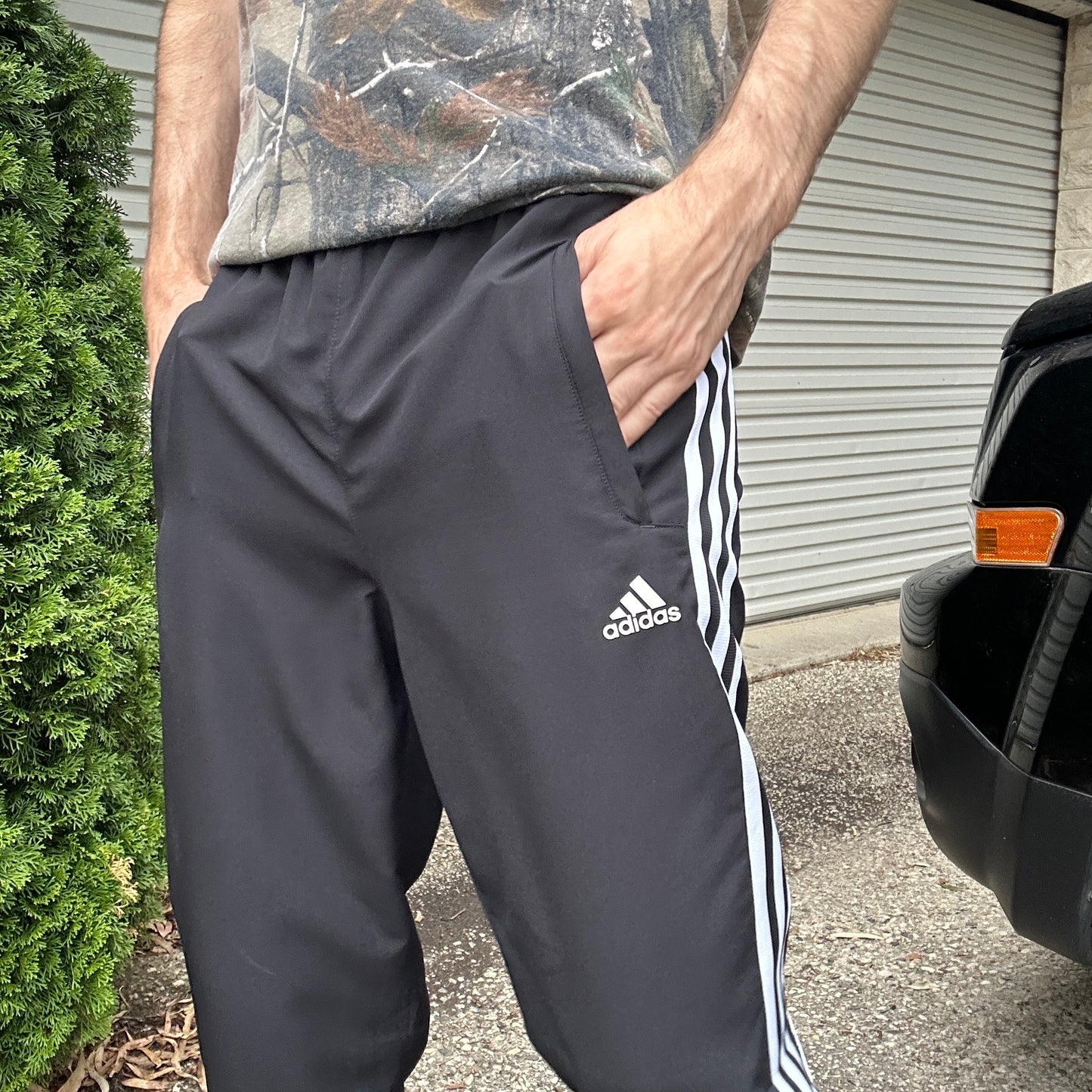 2000's Adidas Black and White Trackpants - M