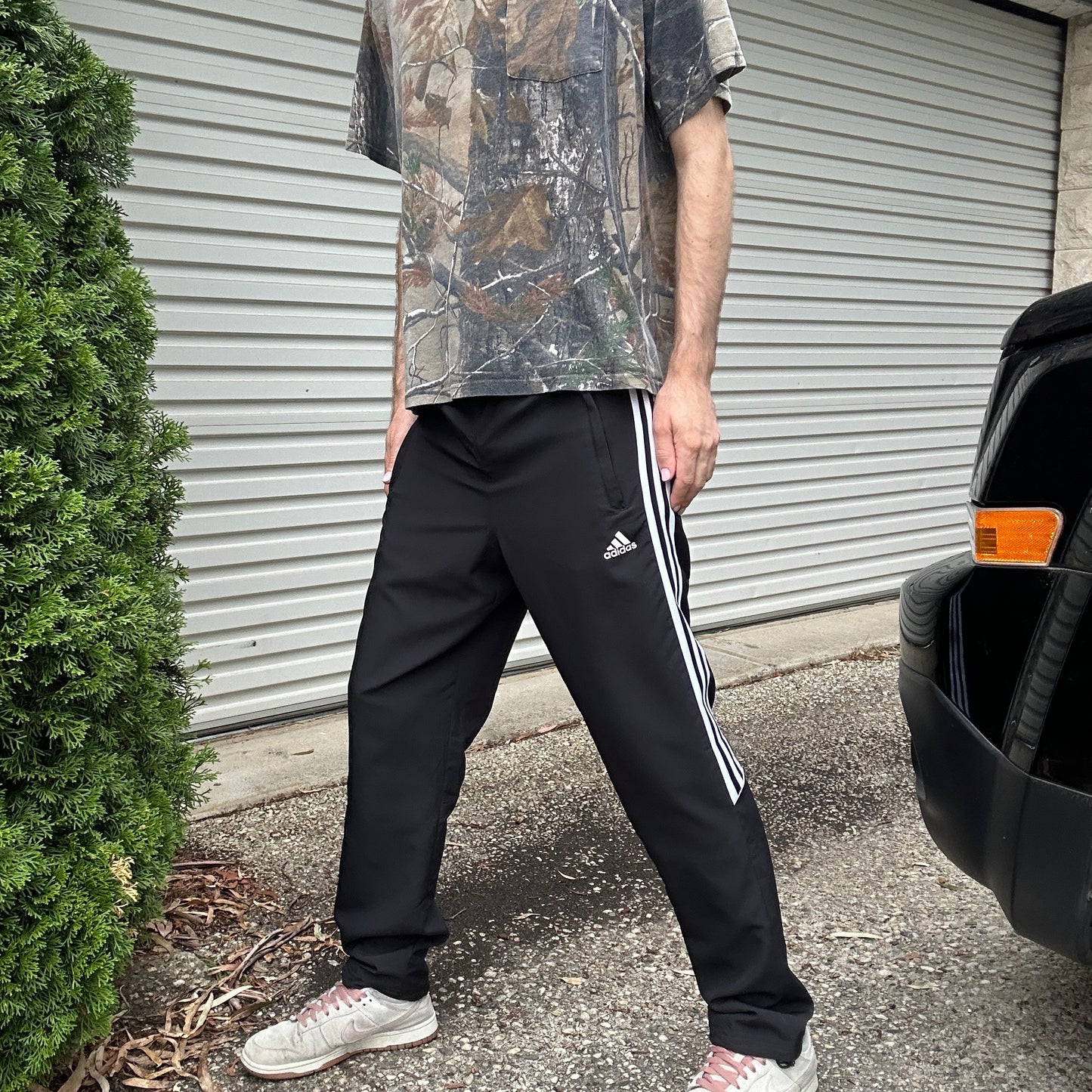 2000's Adidas Black and White Trackpants - M