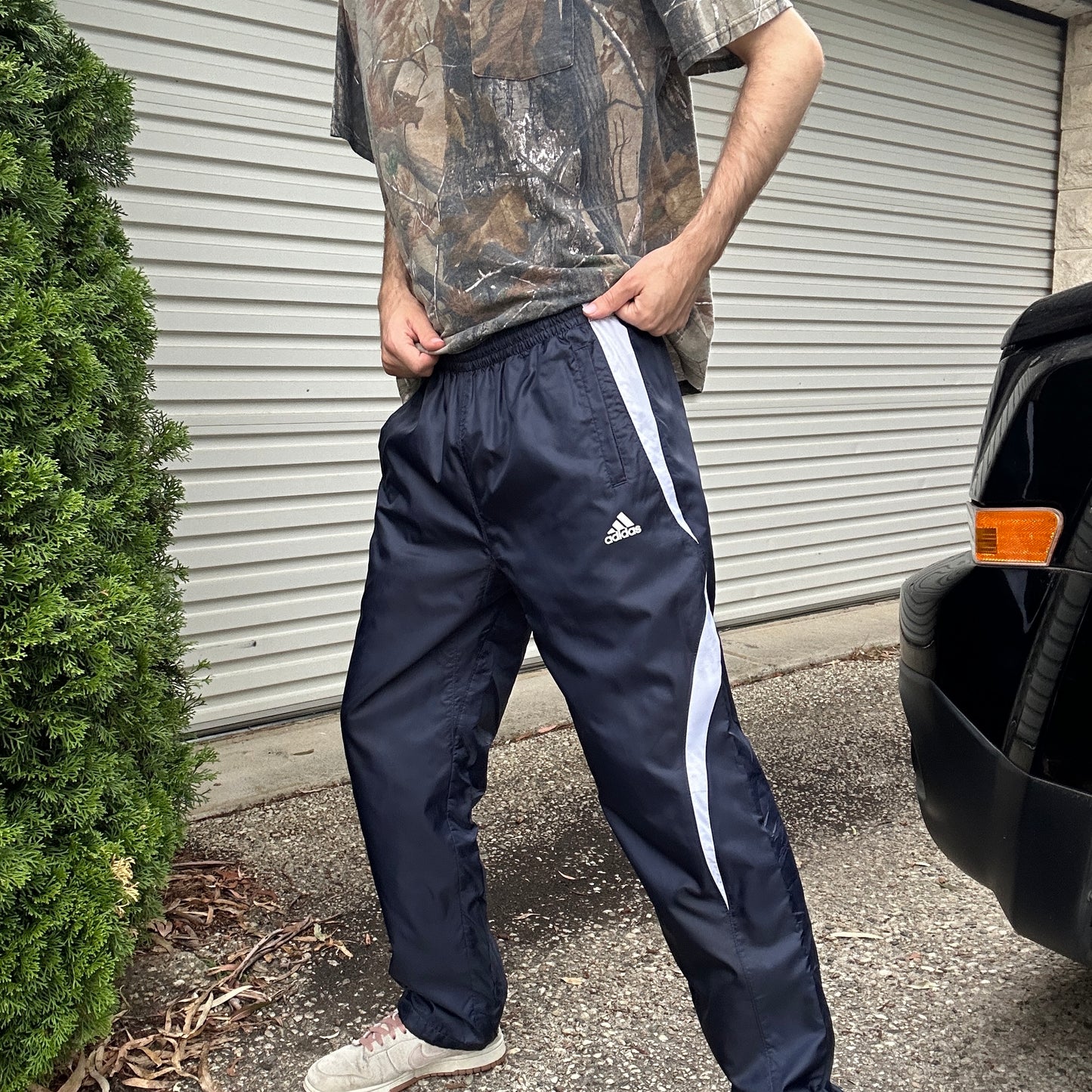 2000's Adidas Navy and White Trackpants - L
