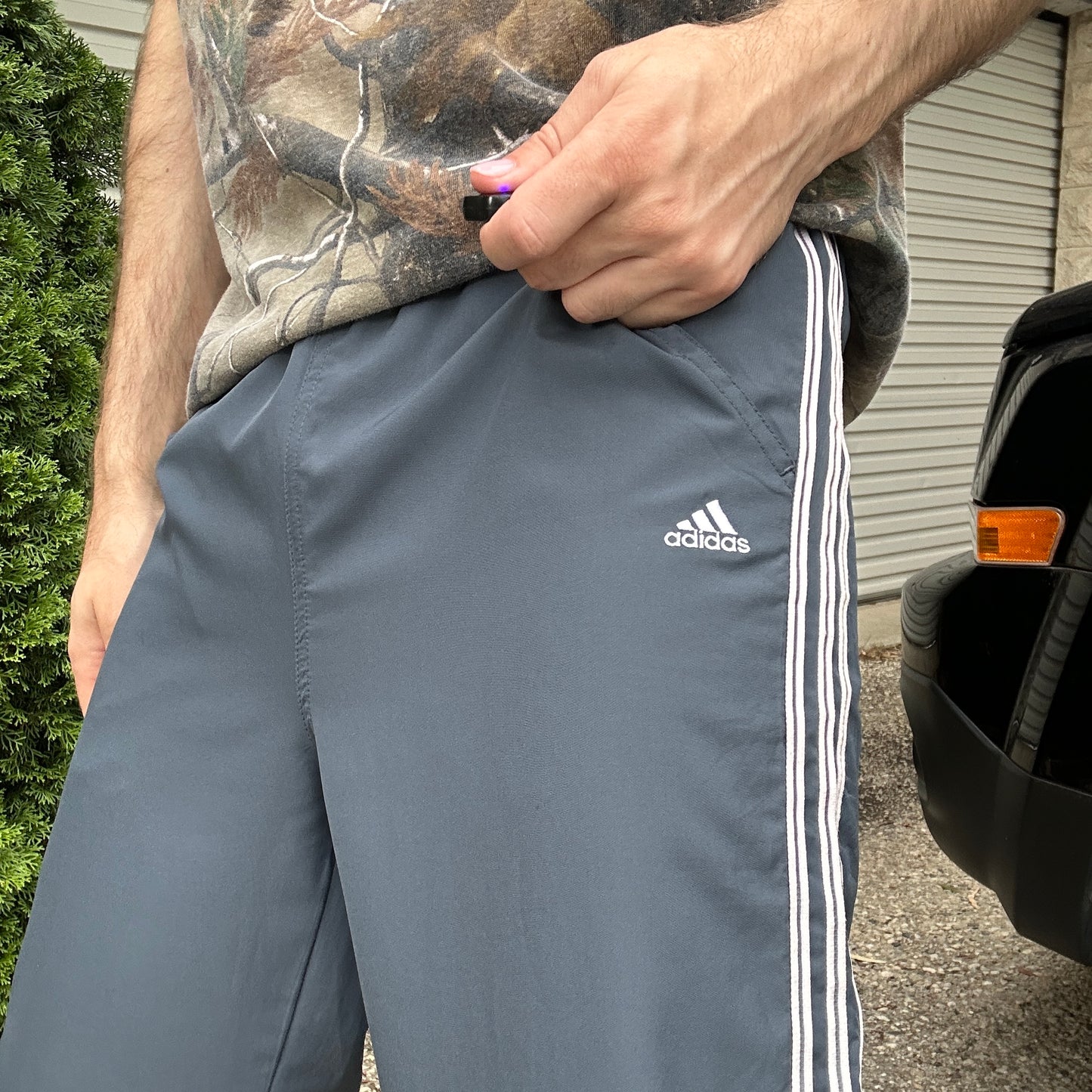 Vintage Steel Blue Adidas Trackpants - M