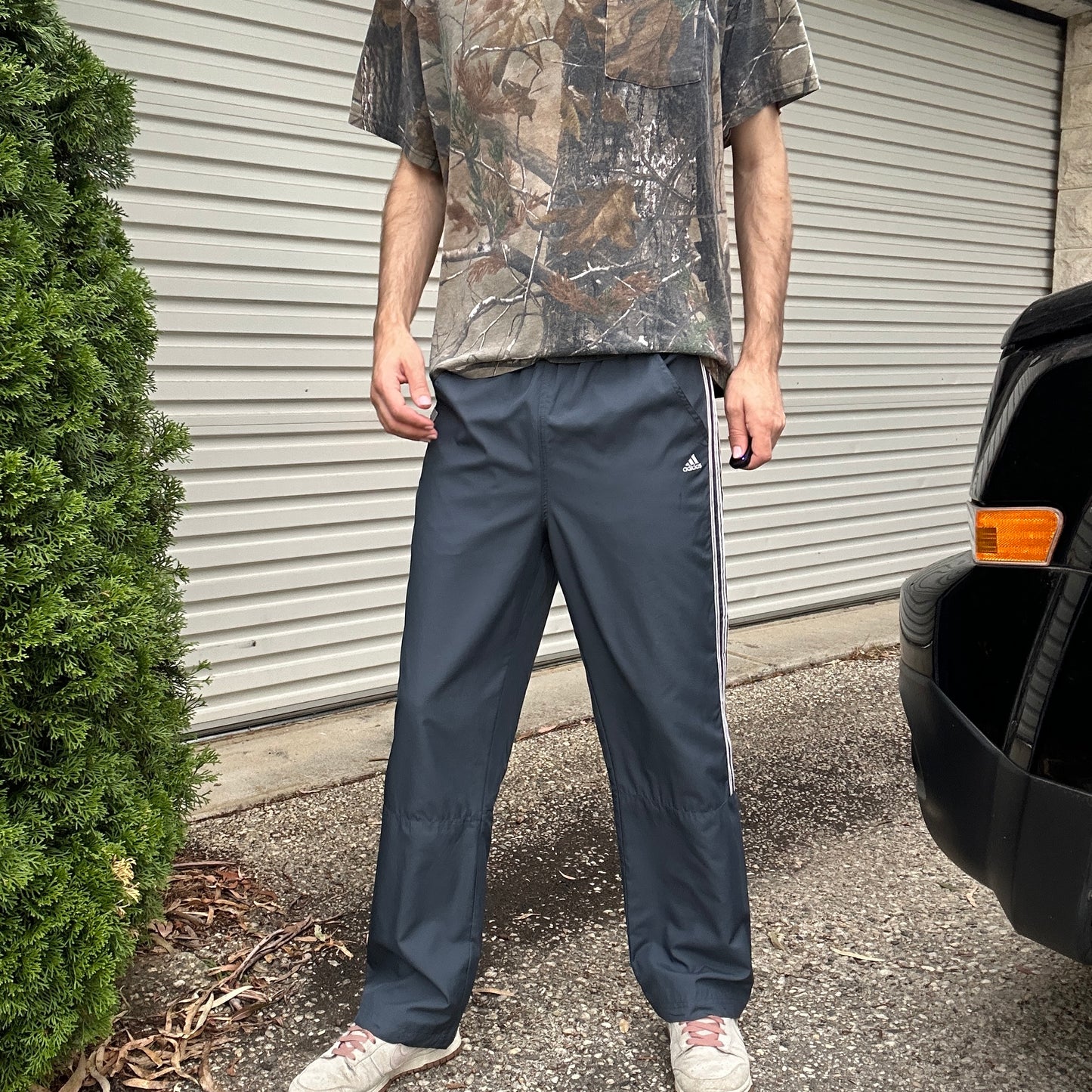 Vintage Steel Blue Adidas Trackpants - M