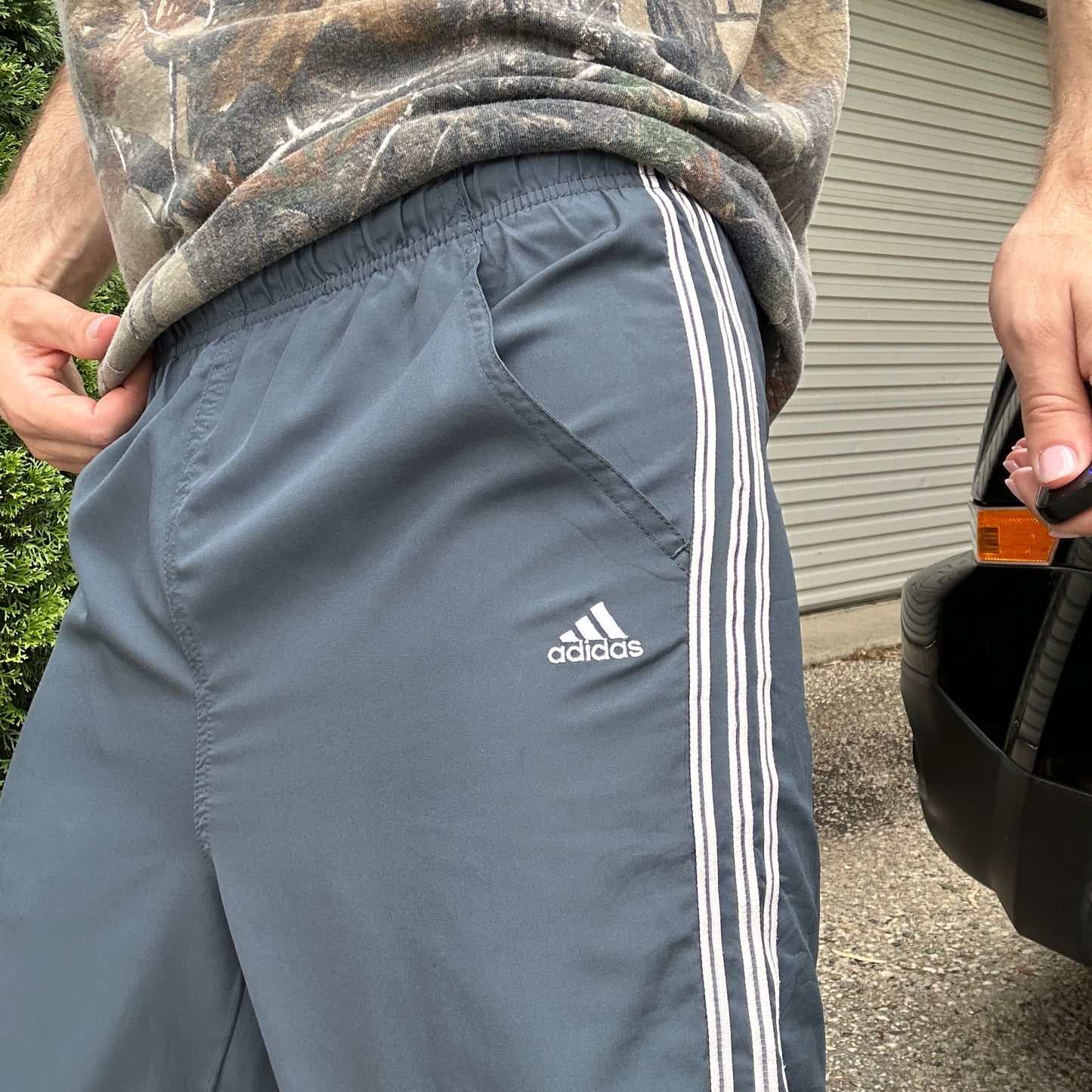 Vintage Steel Blue Adidas Trackpants - M