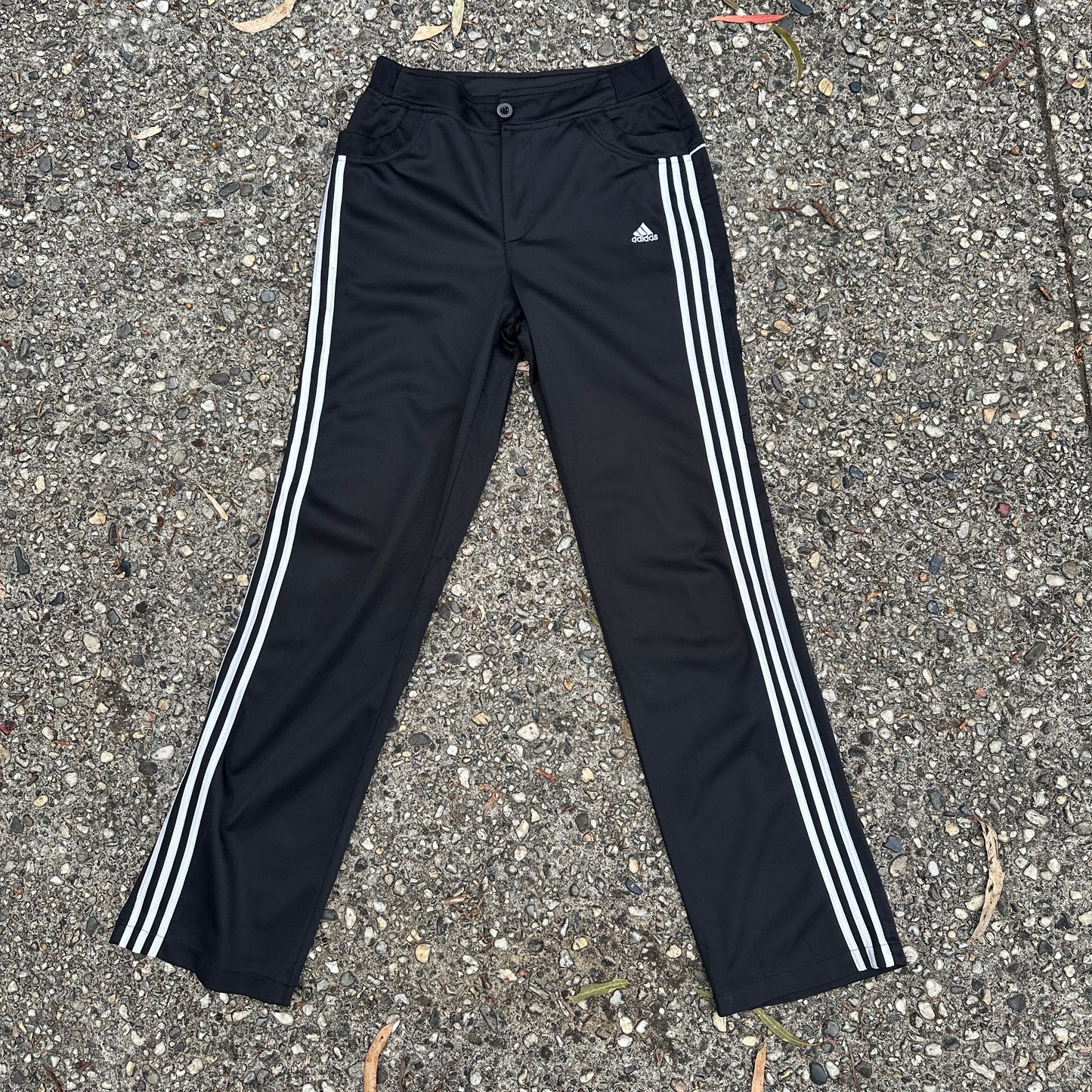 Vintage Black and White Adidas Trackpants - M/S (W)