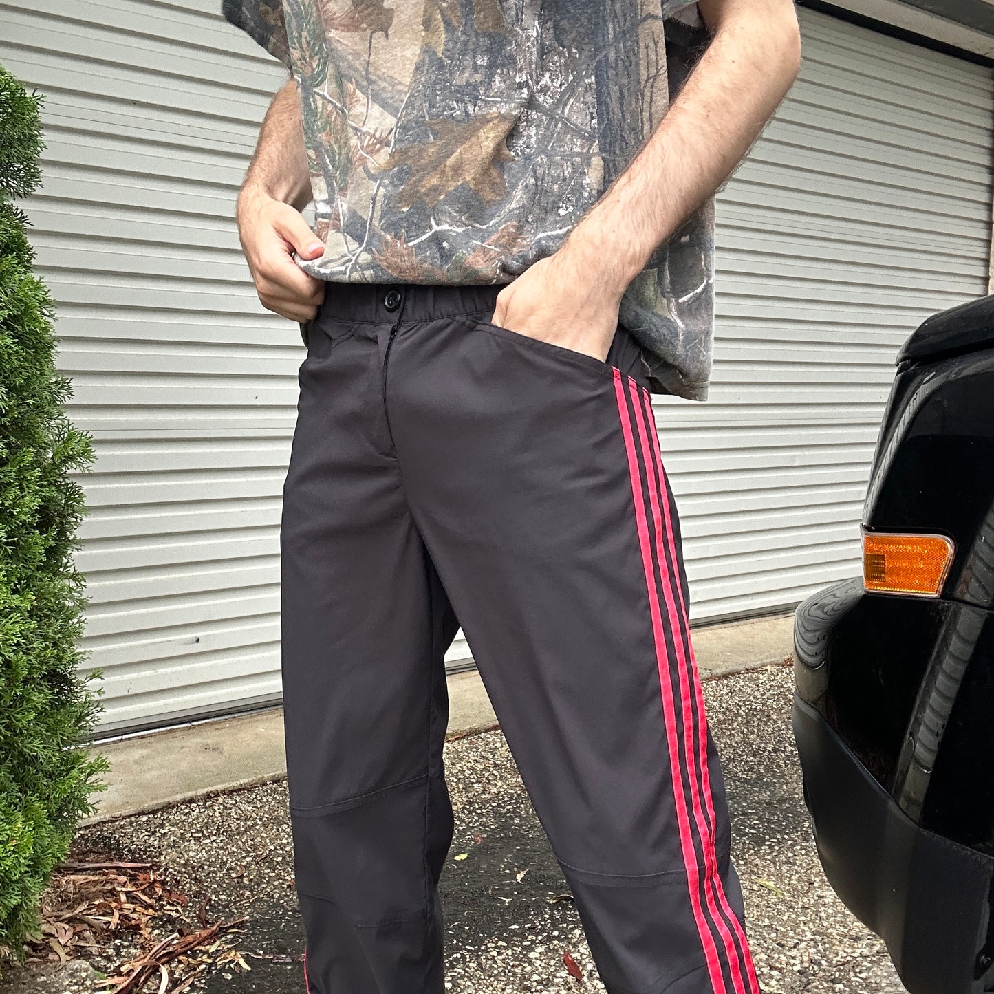 Vintage Black and Red Adidas Trackpants - L(W)