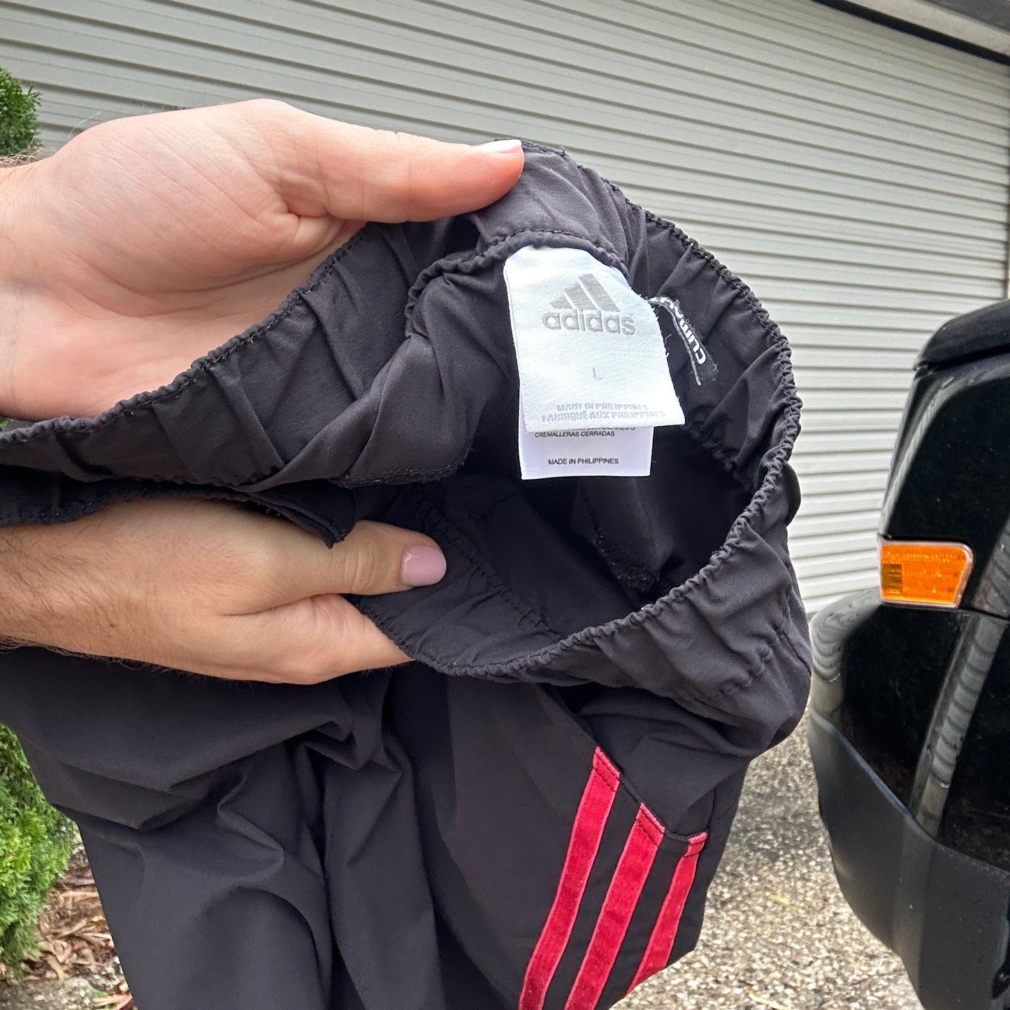 Vintage Black and Red Adidas Trackpants - L(W)