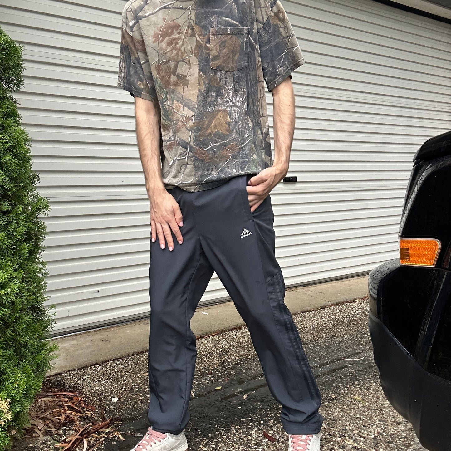 Vintage Charcoal Adidas Trackpants - S