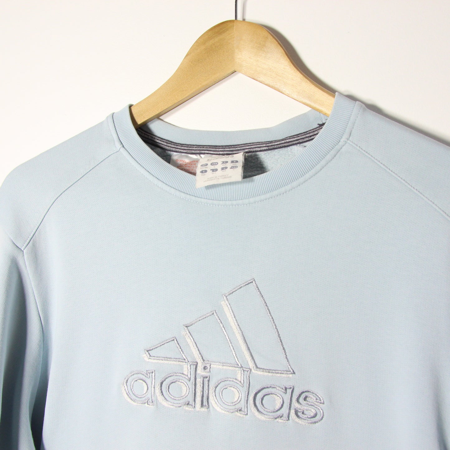 1990's Adidas Baby Blue Sweatshirt - (14)L