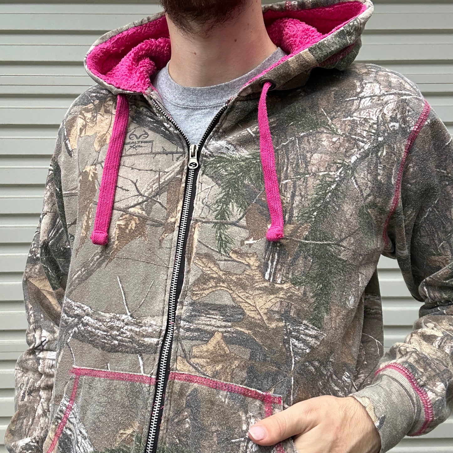 Vintage Realtree Camo Pink Zip Up Hoodie - L (W)