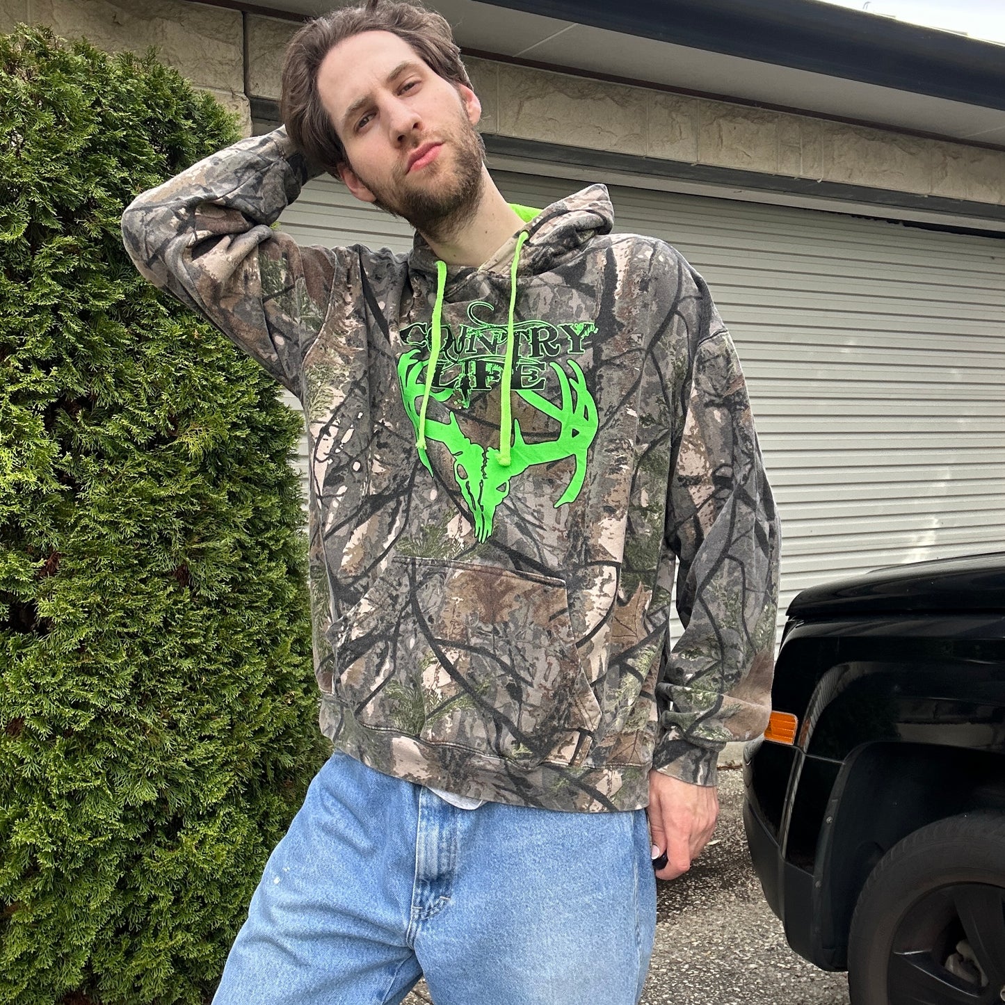 Vintage Country Life Camo Hoodie - XL