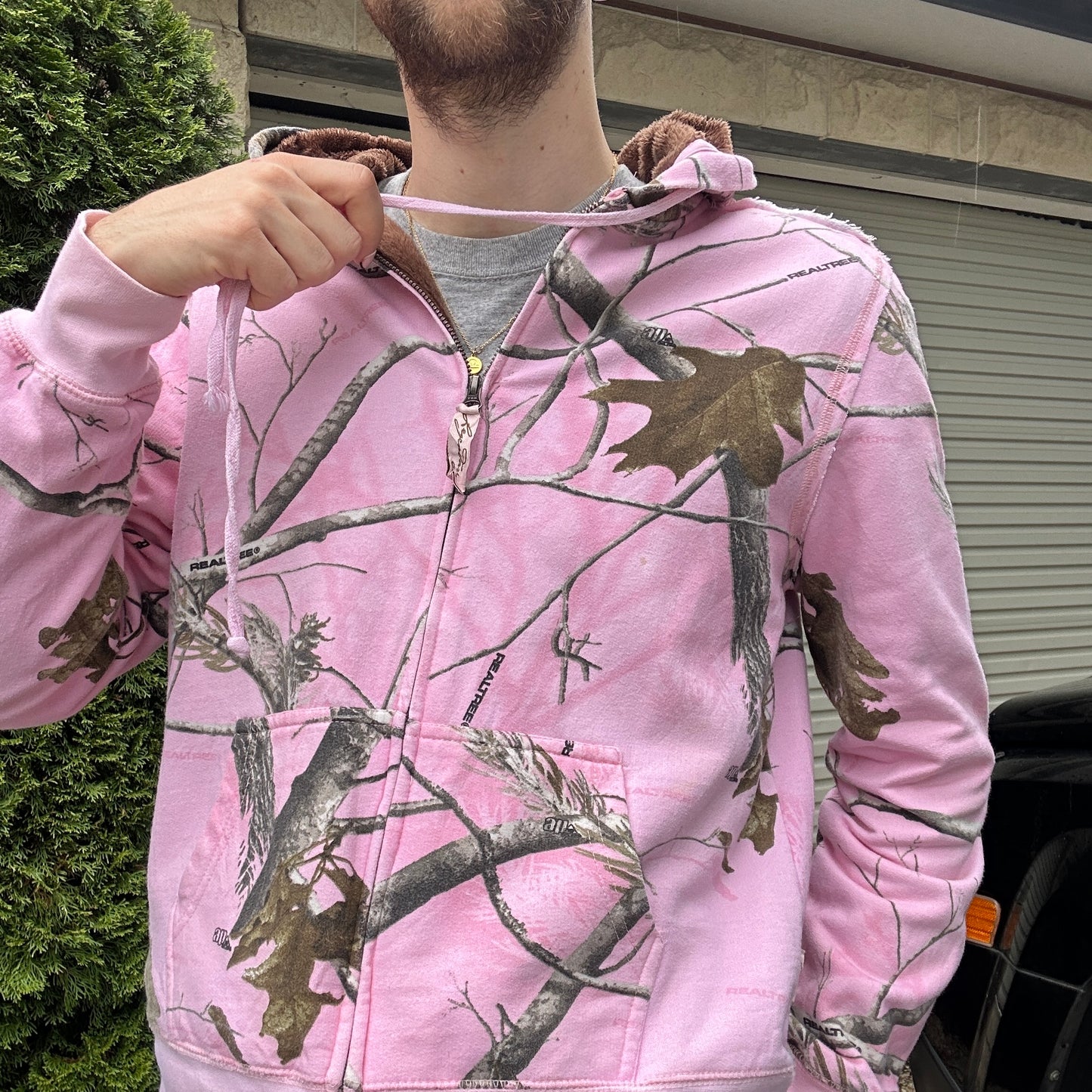 Vintage Realtree Camo Pink with Brown Hoodie - L(W)