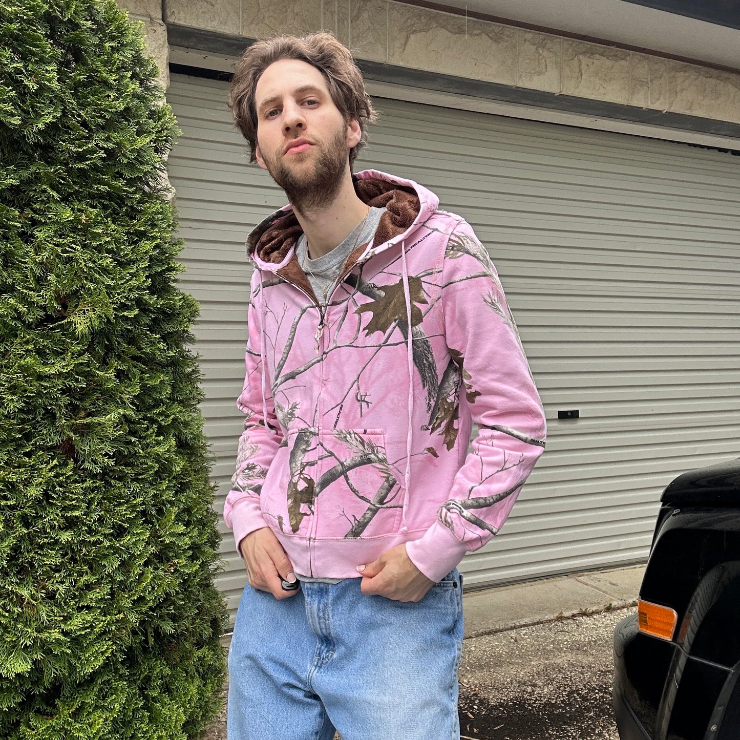 Vintage Realtree Camo Pink with Brown Hoodie - L(W)