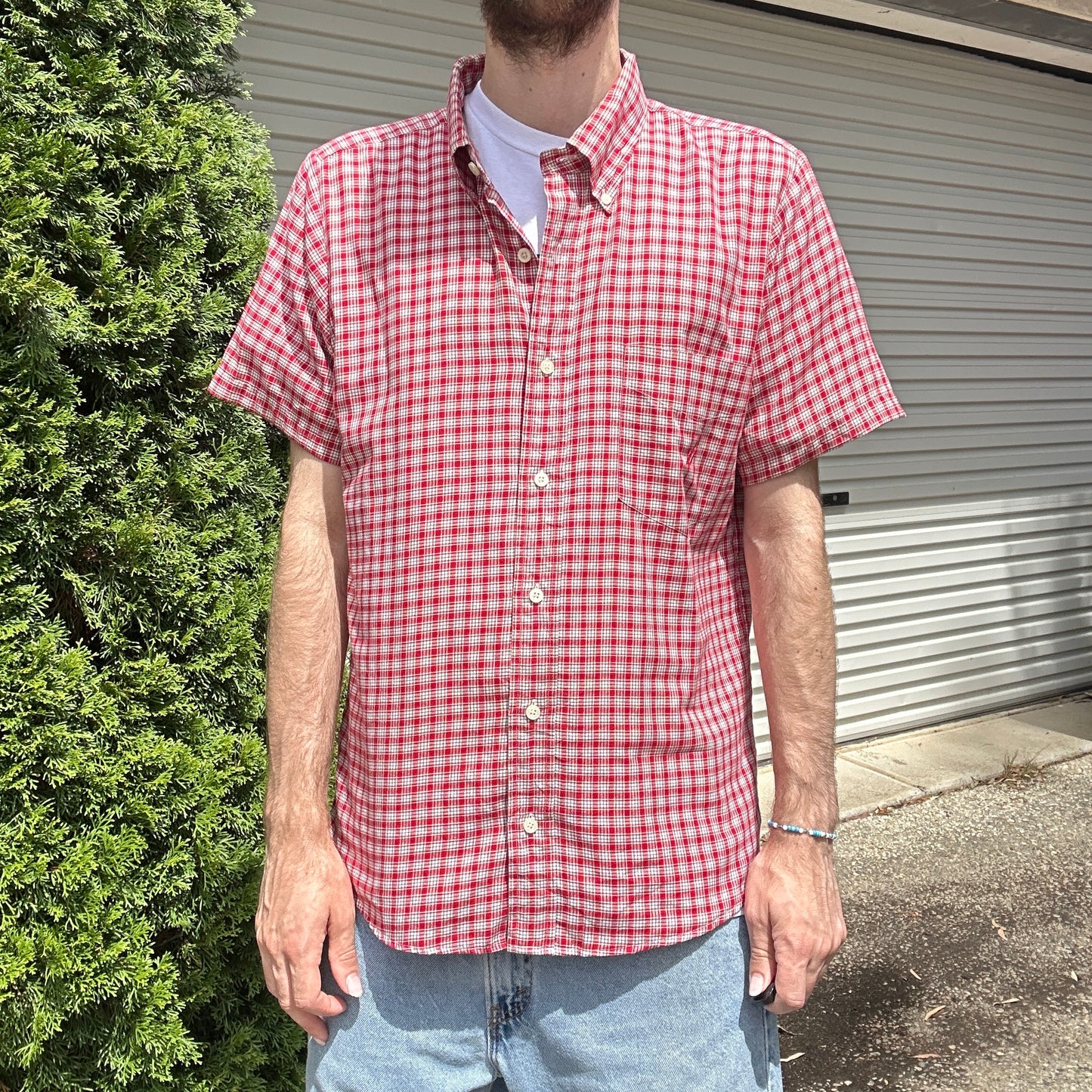 Vintage Red Nautica Button Up - M