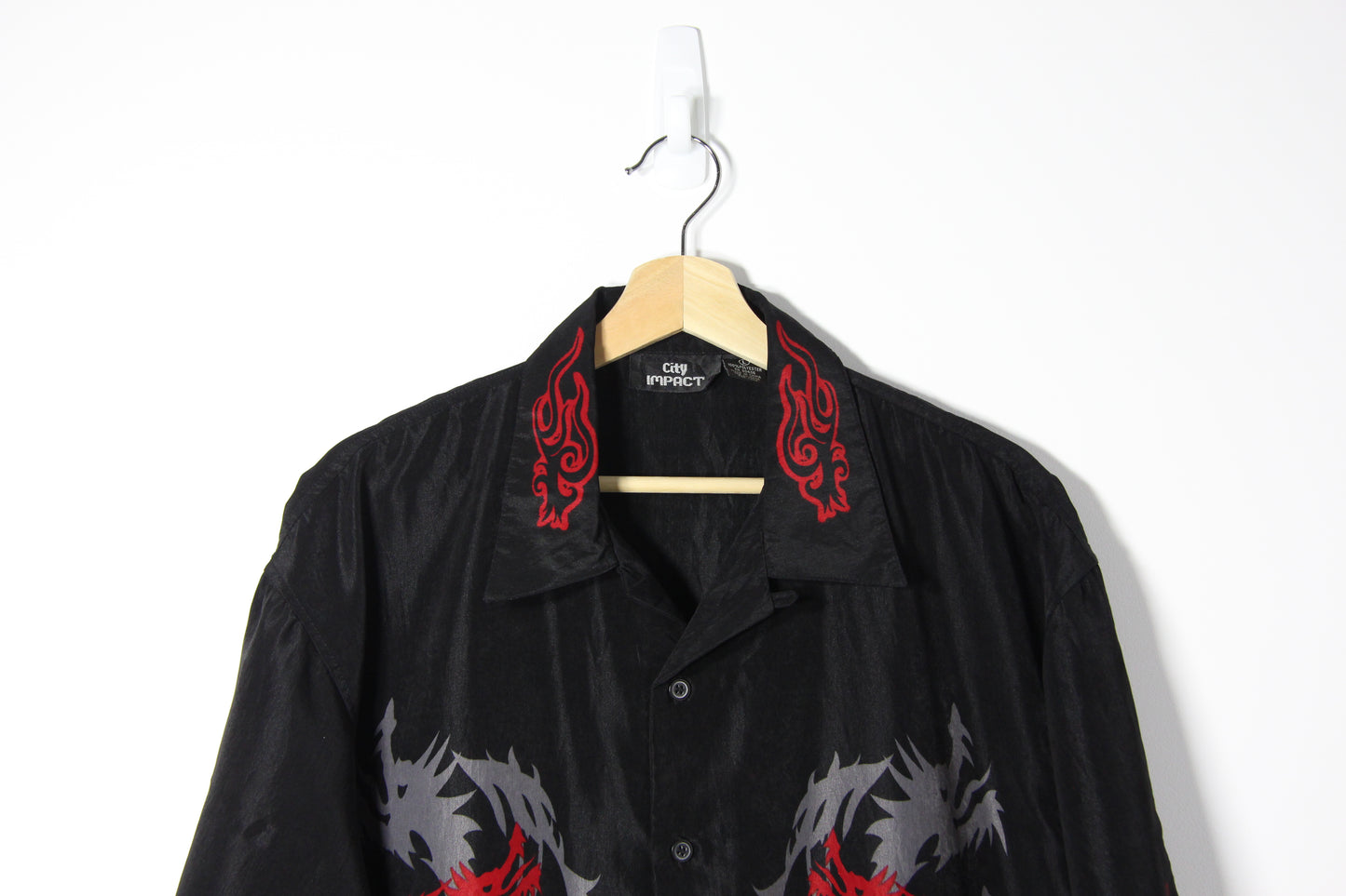 2000's Dragon Button Up Rave Shirt - L