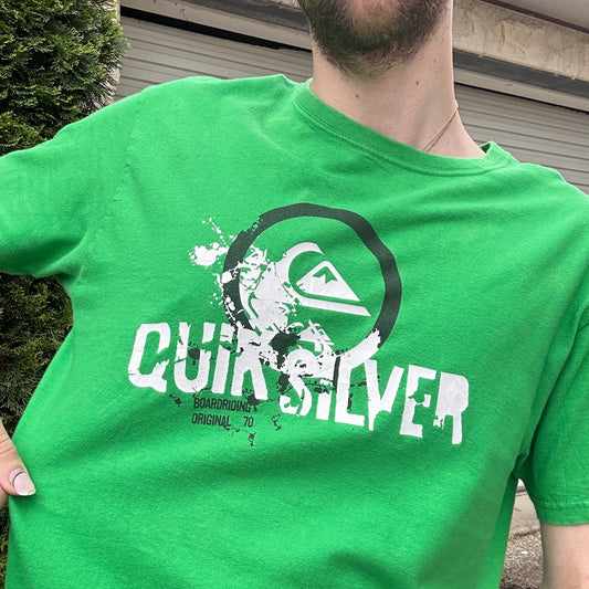 Vintage Quiksilver Green Graphic Tee - M