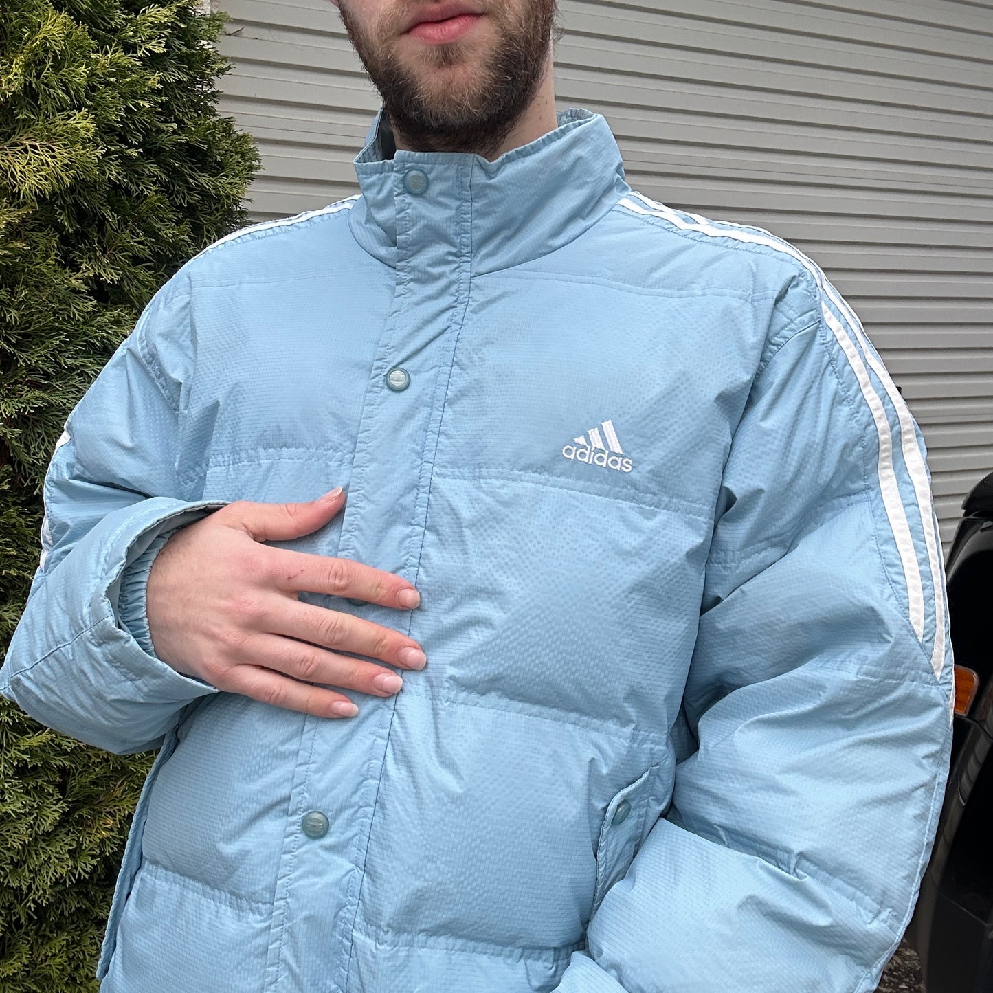 Vintage Baby Blue Adidas Puffer Jacket - M