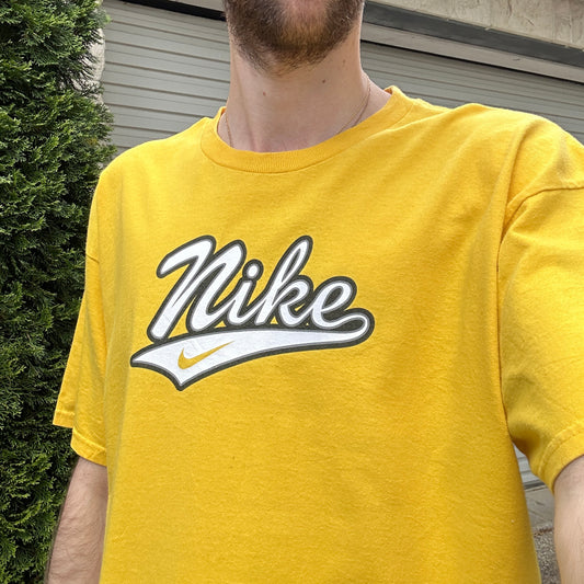 Vintage Yellow Nike Graphic Tee - L