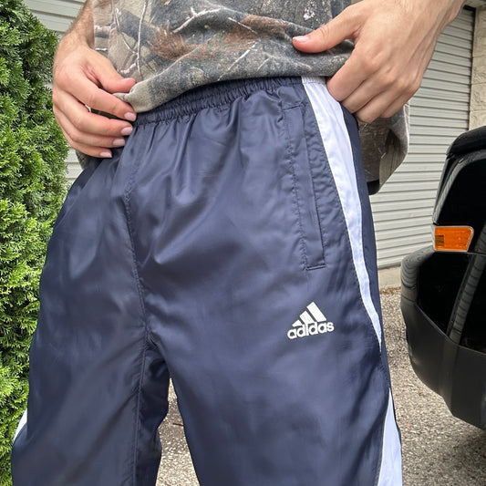 2000's Adidas Navy and White Trackpants - L