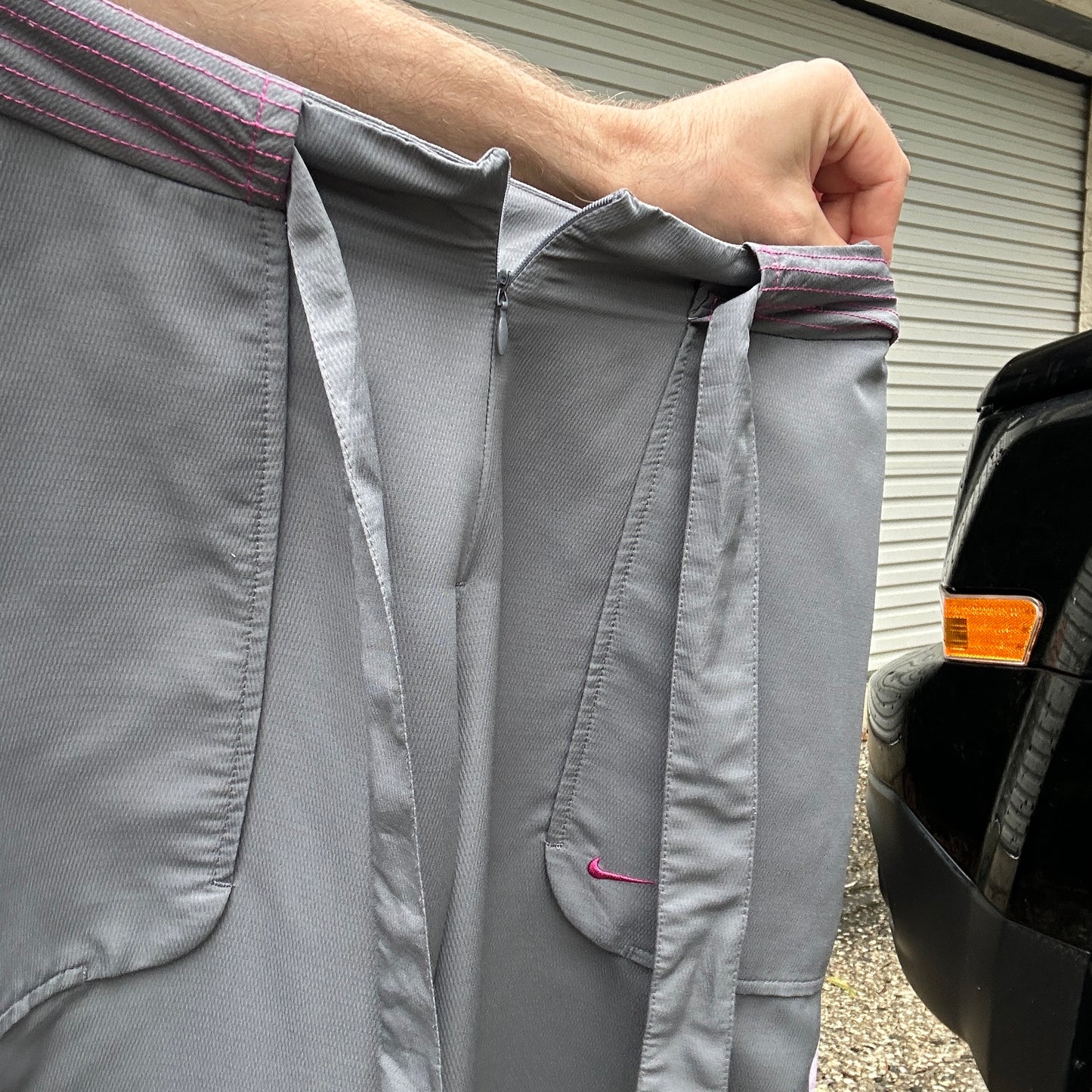 Vintage Grey and Pink Nike Trackpants - L (W)