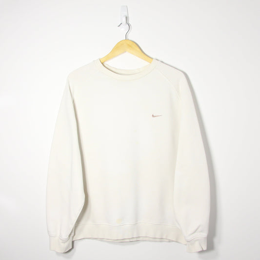 Vintage Creamy White Nike Basic Sweatshirt - L