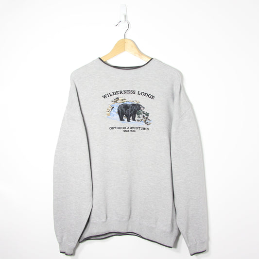 Vintage Wilderness Lodge Embroidered Sweatshirt - L