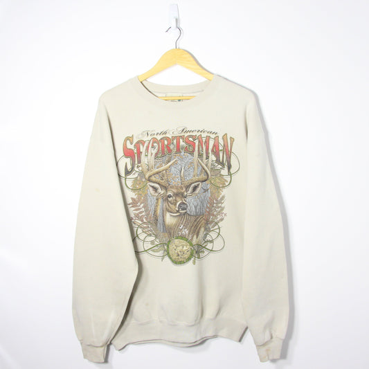 1990's North American Deer Graphic Sweatshirt - L