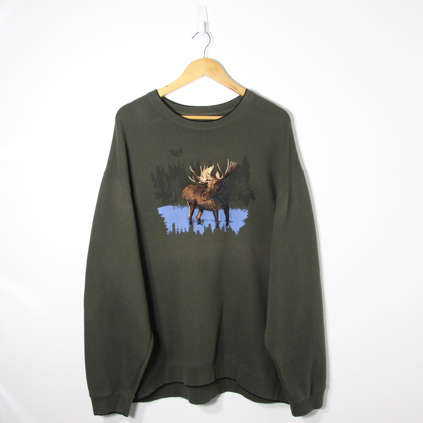 Vintage Moose Embroidered Sweatshirt - XL