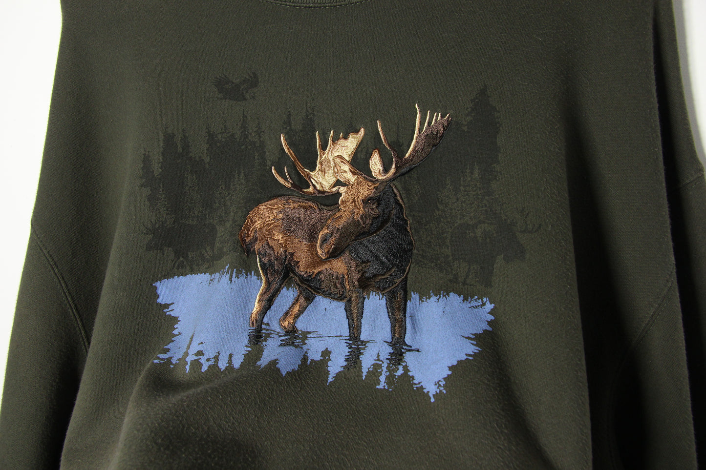 Vintage Moose Embroidered Sweatshirt - XL