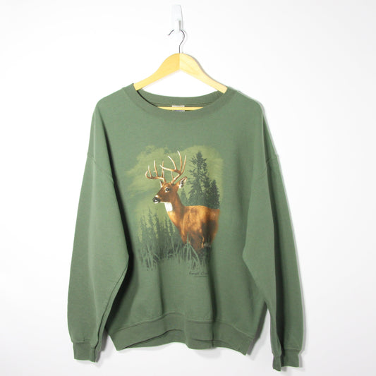 Vintage Deer Nature Graphic Sweatshirt - M/L