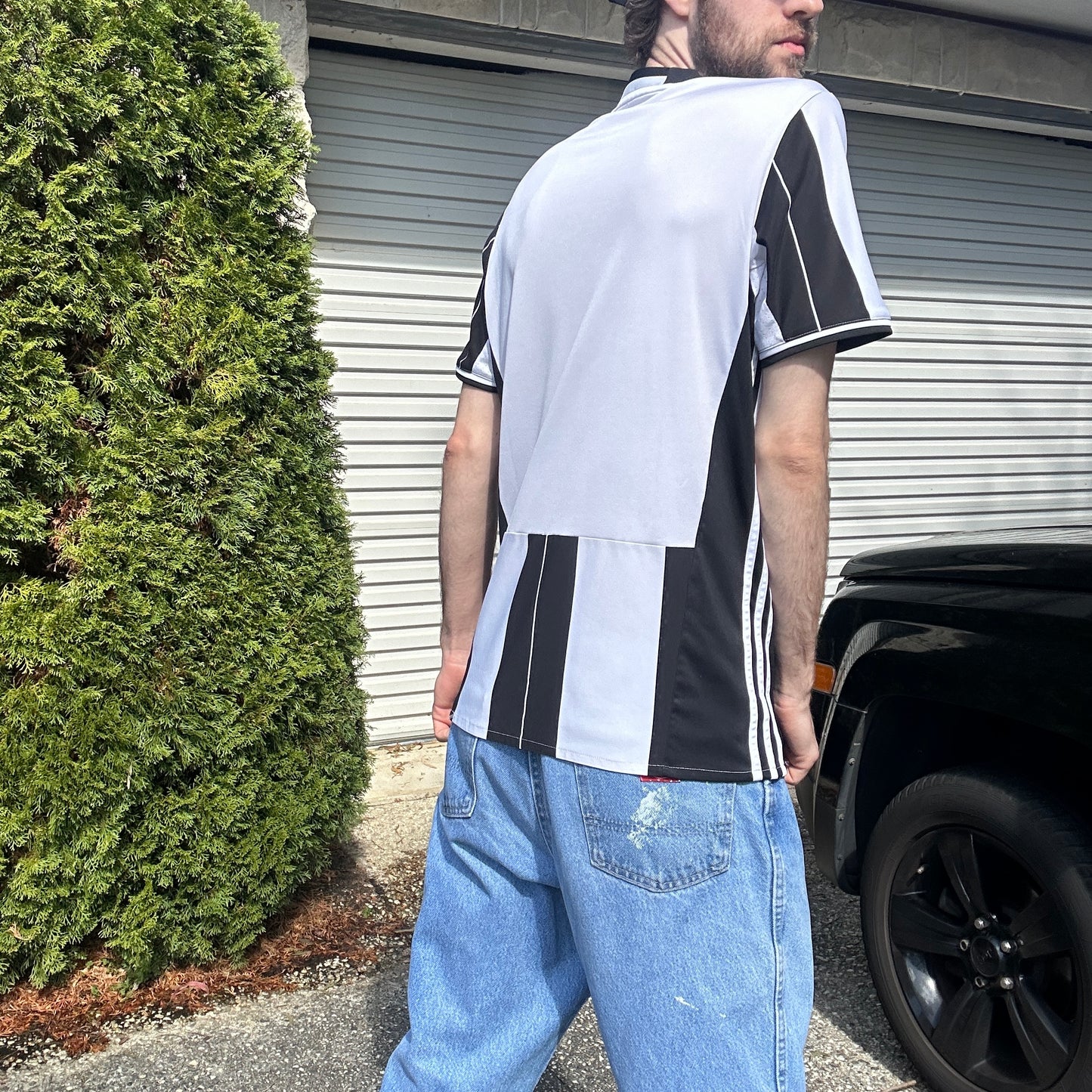 2000's Juventus Football Adidas Jersey Striped - M/L