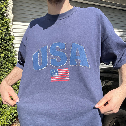 1990's USA Navy Blue Graphic - XXL