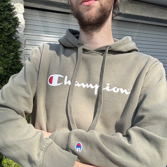 2000s Champion Khaki Hoodie - M