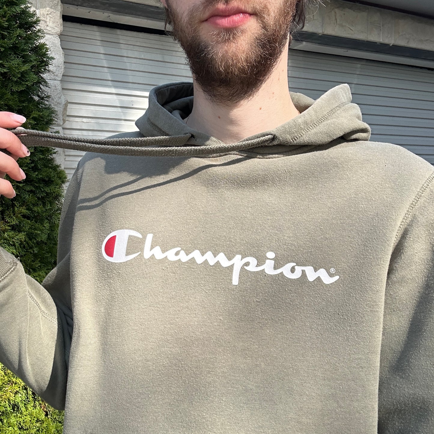 2000s Champion Khaki Hoodie - M