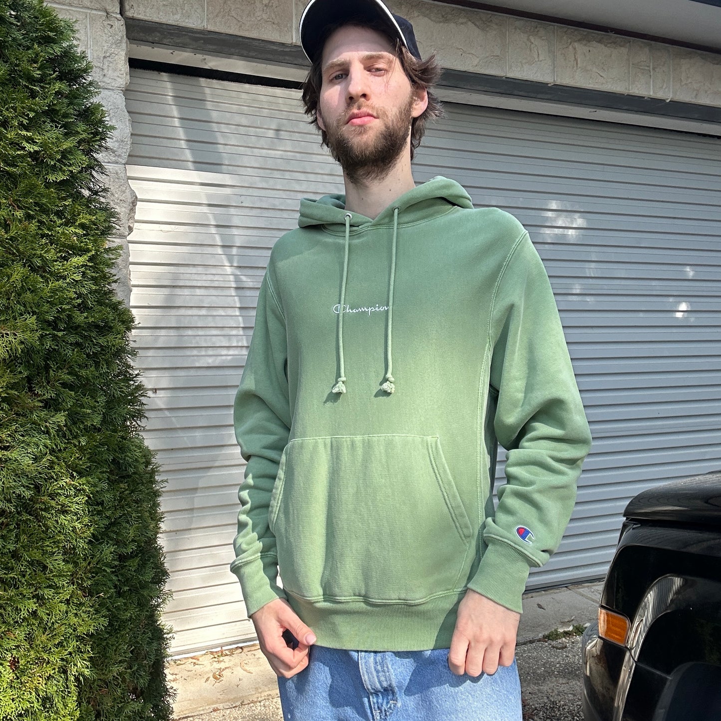 2000's Green Champion Embroidered Hoodie - S