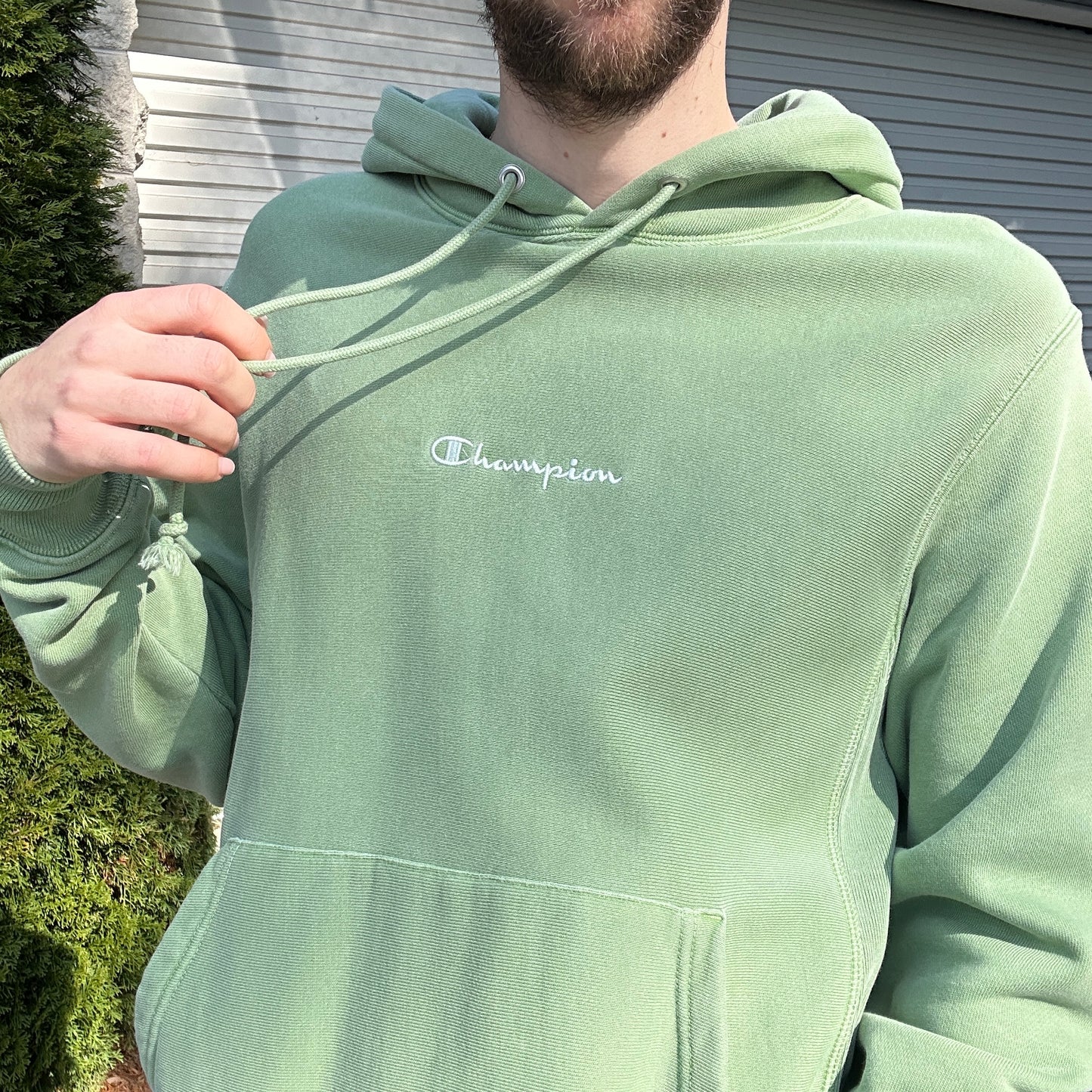 2000's Green Champion Embroidered Hoodie - S