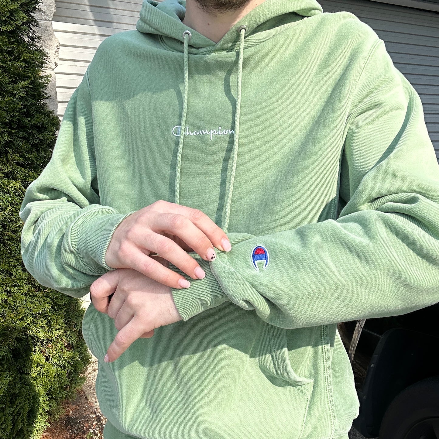 2000's Green Champion Embroidered Hoodie - S