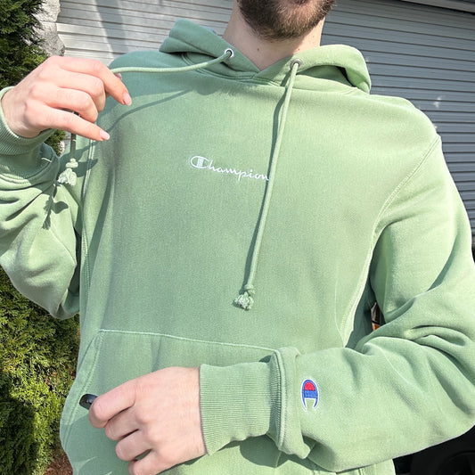 2000's Green Champion Embroidered Hoodie - S