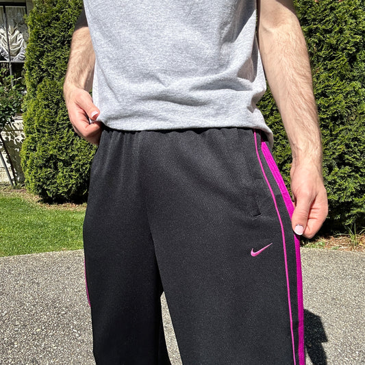 Vintage Black & Pink Nike Track Pants - L(W)