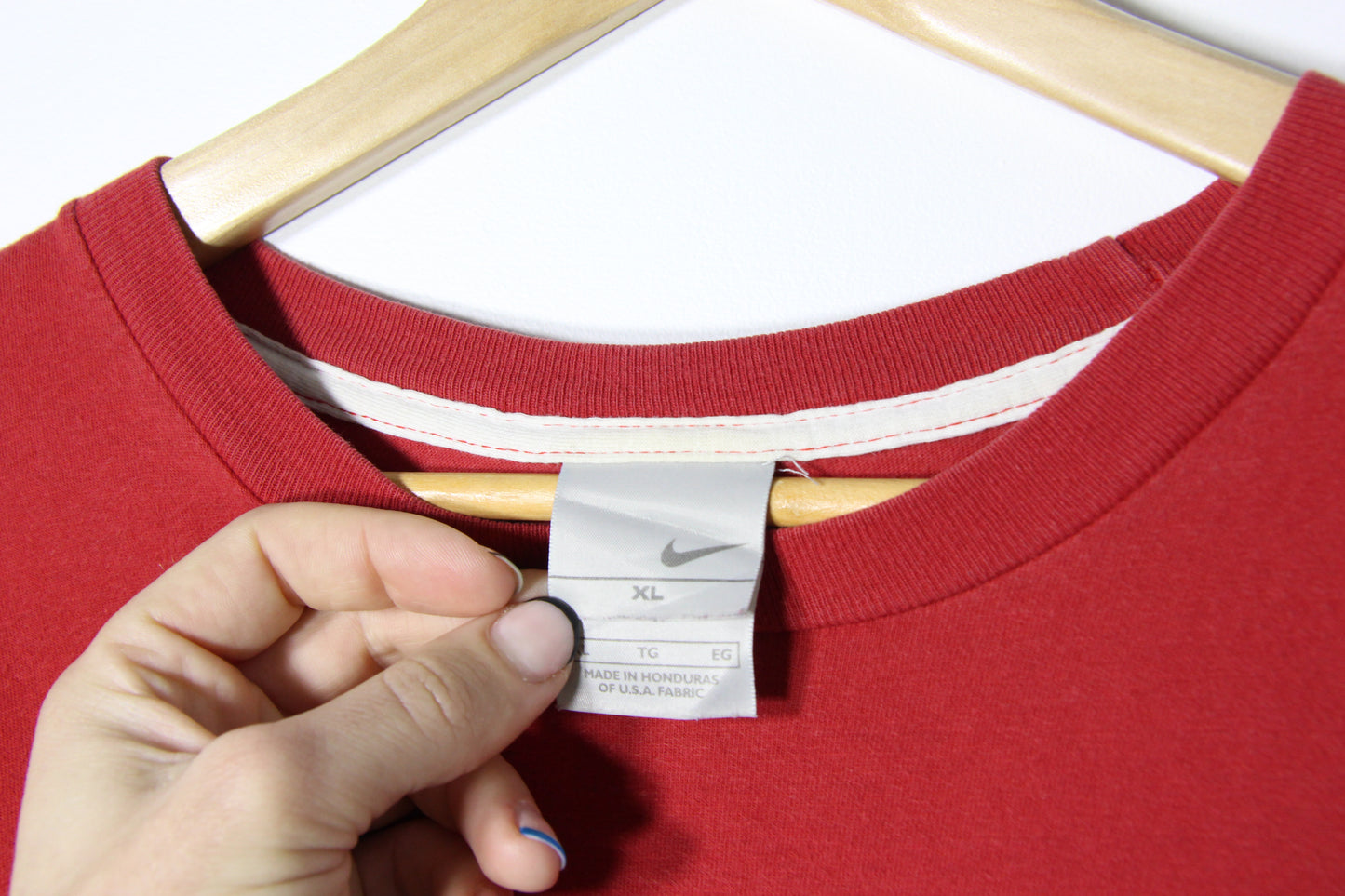 Vintage Red Nike Spellout T-shirt - XL