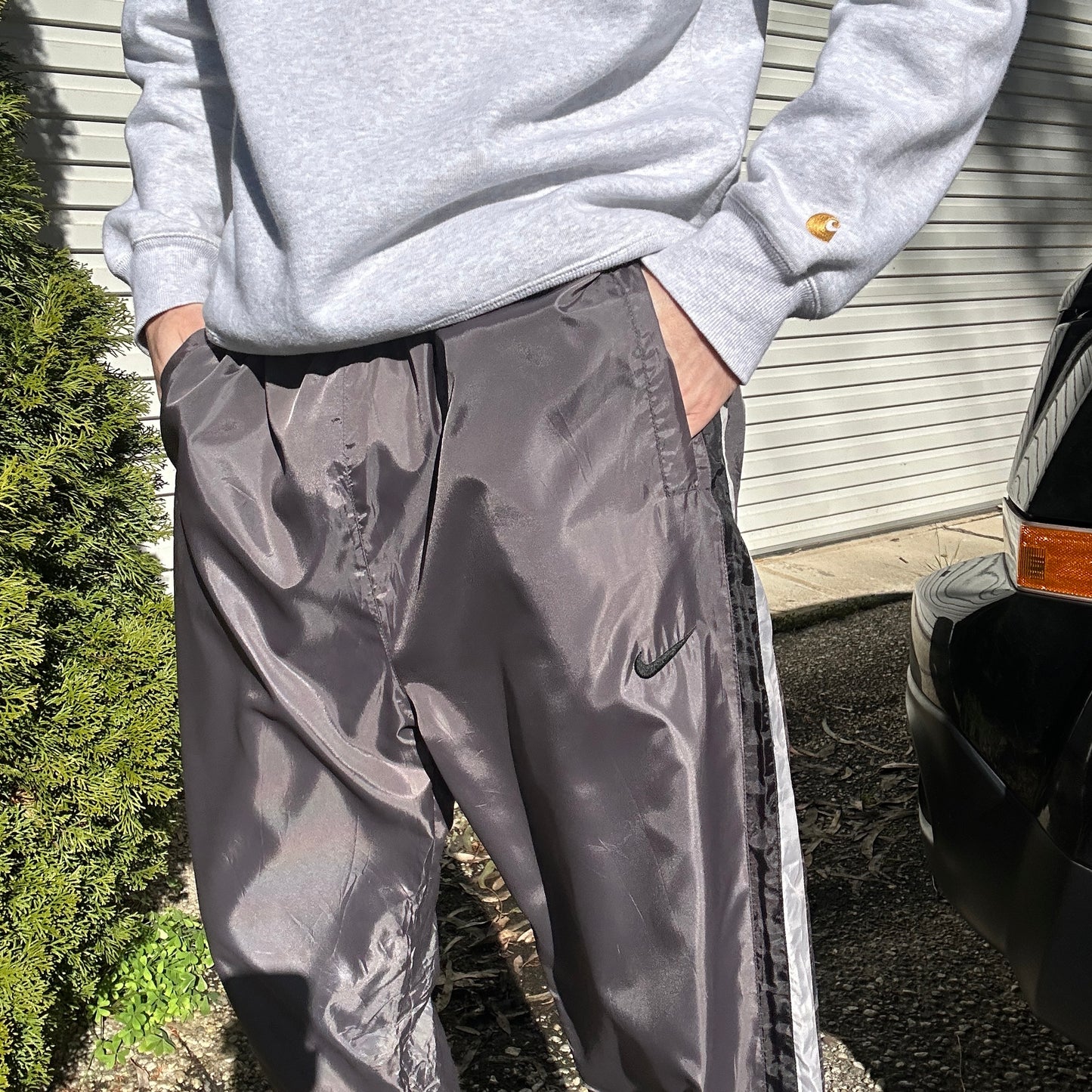 2000's Grey Nike Track Pants - L