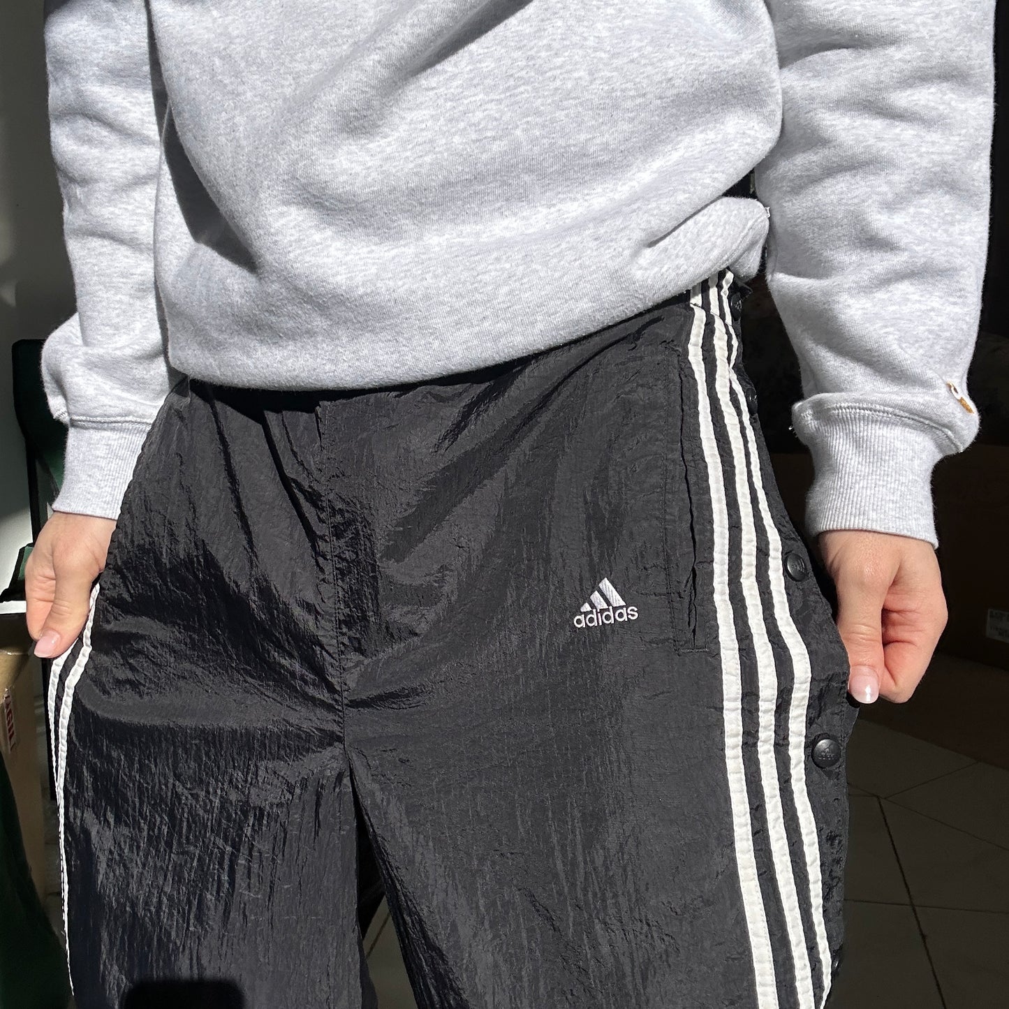 1990's Black Adidas Track Pants - M