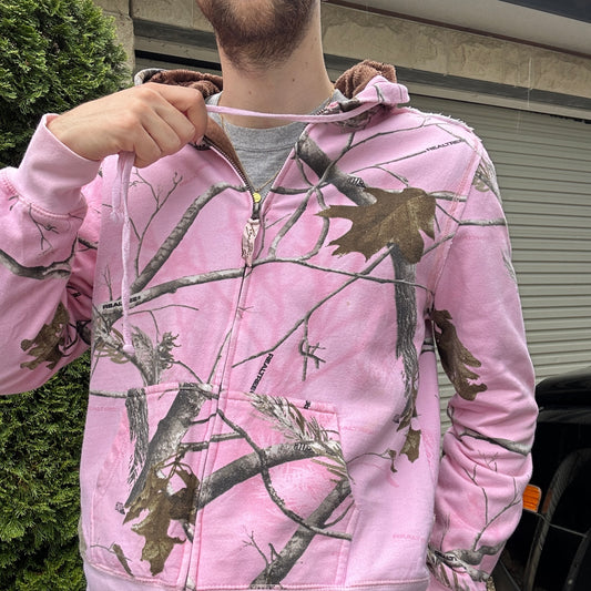 Vintage Realtree Camo Pink with Brown Hoodie - L(W)