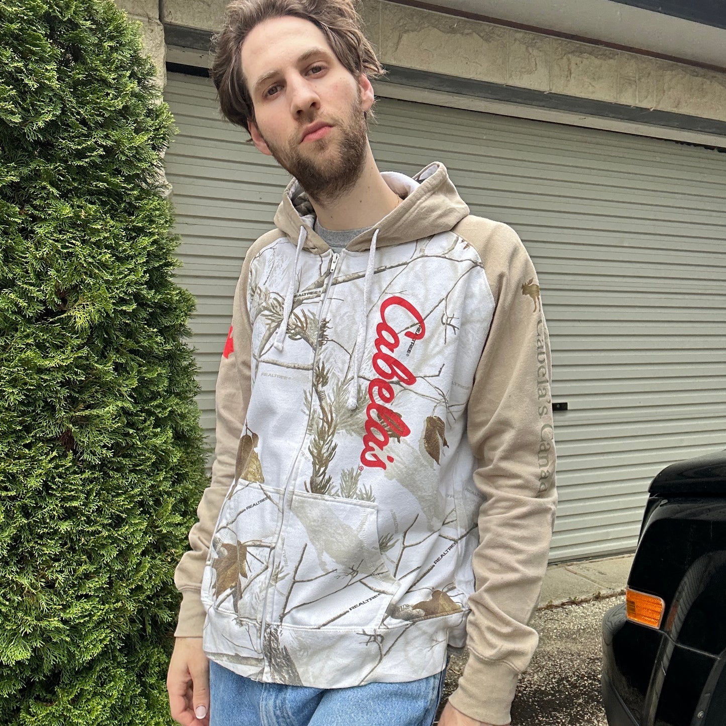 Vintage Cabela's White Camo Hoodie - L