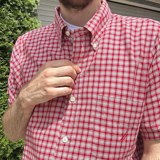 Vintage Red Nautica Button Up - M