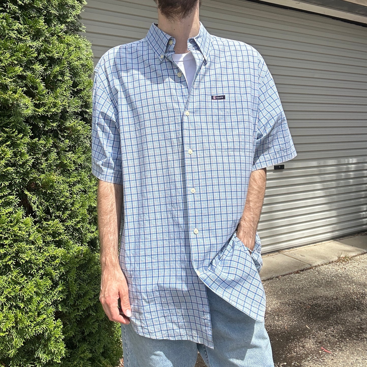 Vintage Blue Chaps Button Up - XL