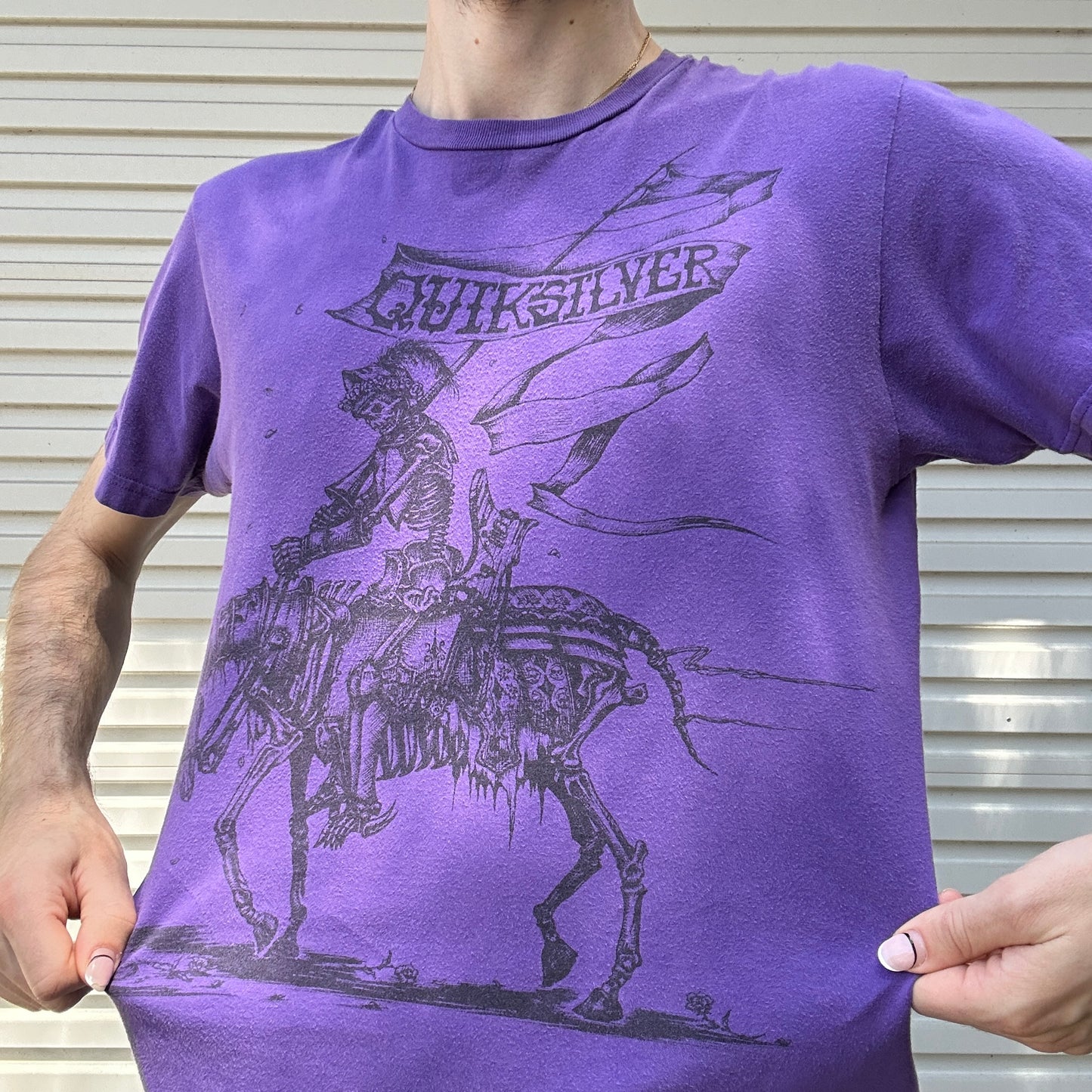 Y2K Purple Quicksilver Graphic Tee - M