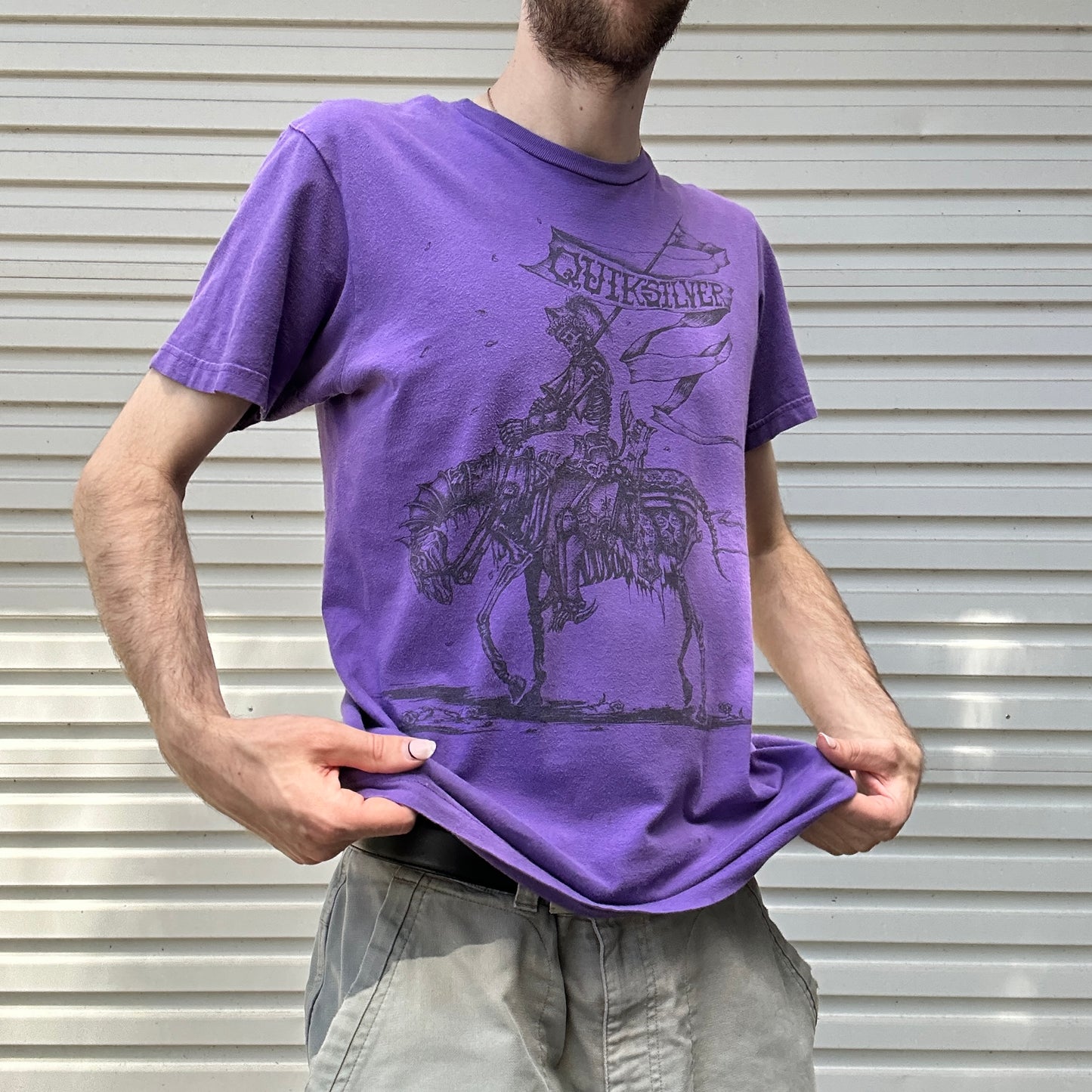 Y2K Purple Quicksilver Graphic Tee - M