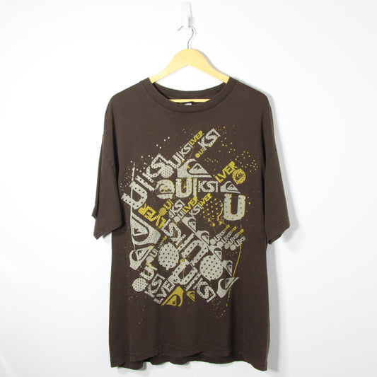 2000's Quiksilver Graphic Tee Brown - XL