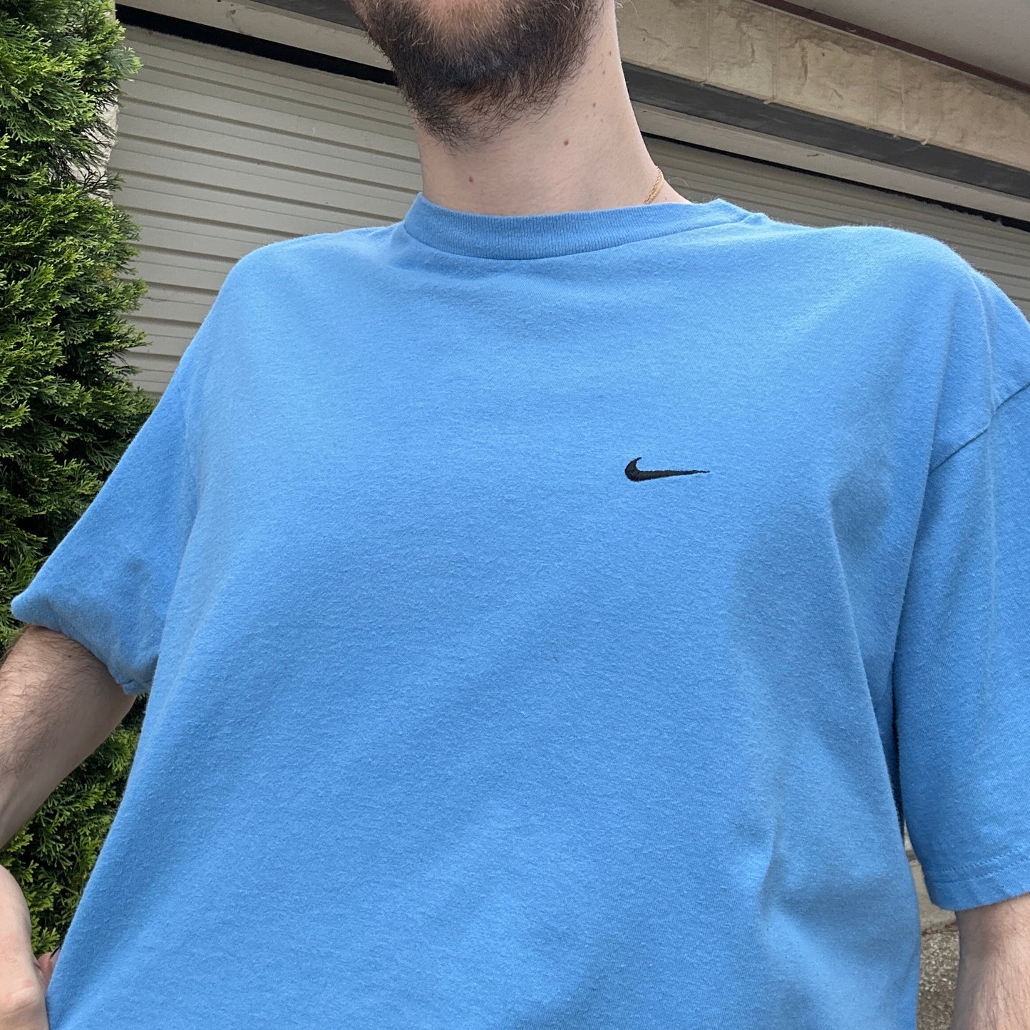 VIntage Blue Swoosh Logo Tee - L