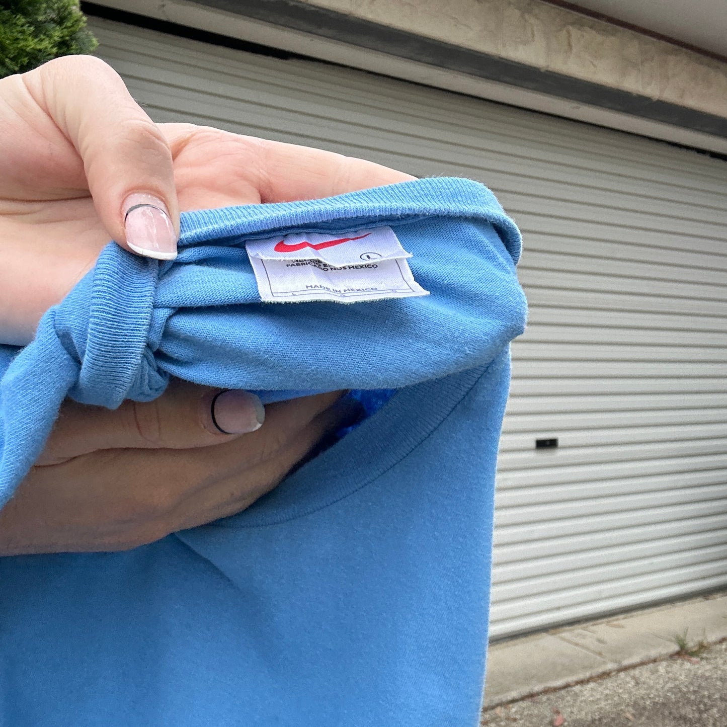 VIntage Blue Swoosh Logo Tee - L